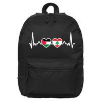 Lebanon Palestine Flag Lebanese Palestinian Unity Heartbeat 16 in Basic Backpack