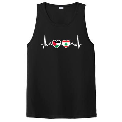 Lebanon Palestine Flag Lebanese Palestinian Unity Heartbeat PosiCharge Competitor Tank