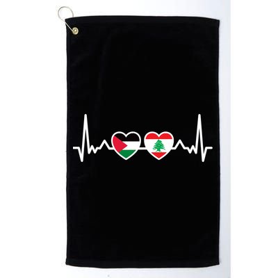 Lebanon Palestine Flag Lebanese Palestinian Unity Heartbeat Golf Towel