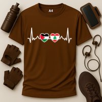 Lebanon Palestine Flag Lebanese Palestinian Unity Heartbeat Cooling Performance Crew T-Shirt