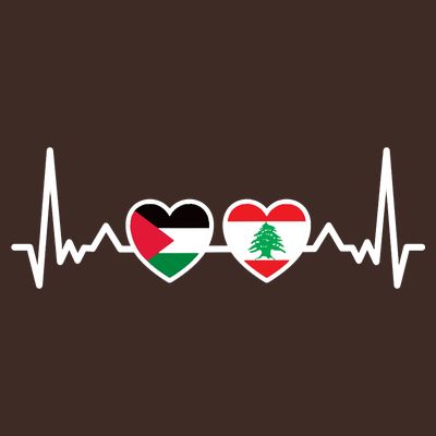 Lebanon Palestine Flag Lebanese Palestinian Unity Heartbeat T-Shirt