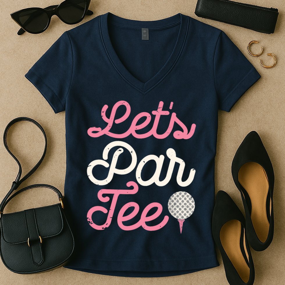 Lets Par Funny Golf Golfer Girl Women Party Team Gift Women's V-Neck T-Shirt