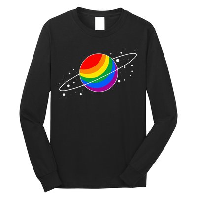 LGBT Pride Flag Saturn Planet Gift Long Sleeve Shirt