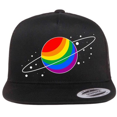 LGBT Pride Flag Saturn Planet Gift Flatbill Hat