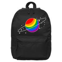 LGBT Pride Flag Saturn Planet Gift 16 in Basic Backpack