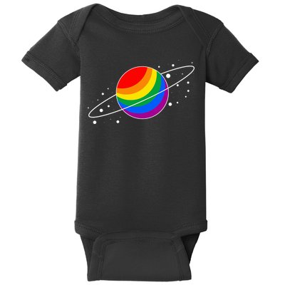 LGBT Pride Flag Saturn Planet Gift Baby Bodysuit