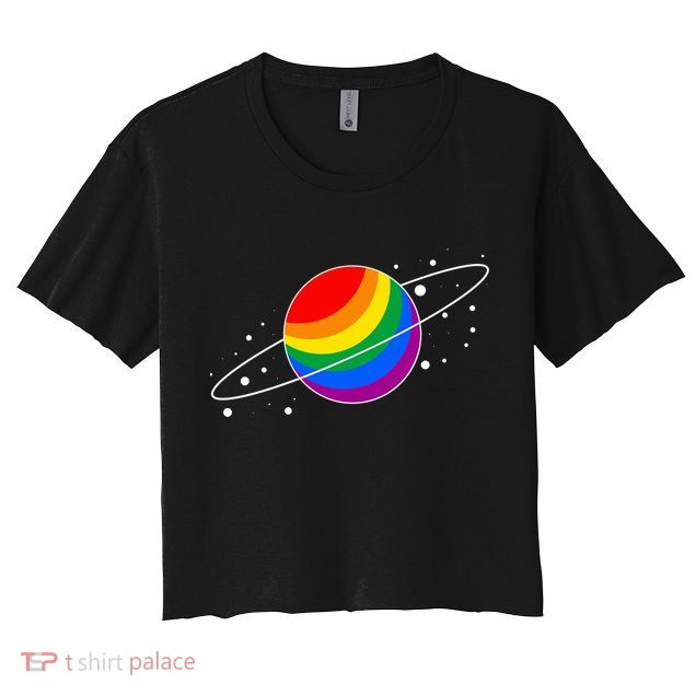 LGBT Pride Flag Saturn Planet Gift Women's Crop Top Tee
