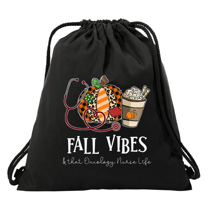Leopard Pumpkin Fall Vibes And That Oncology Nurse Life Drawstring Bag