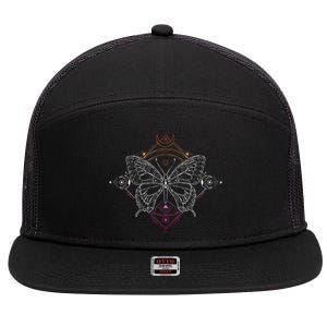 Lesbian Pride Flag Colors Occult Butterfly 7 Panel Mesh Trucker Snapback Hat