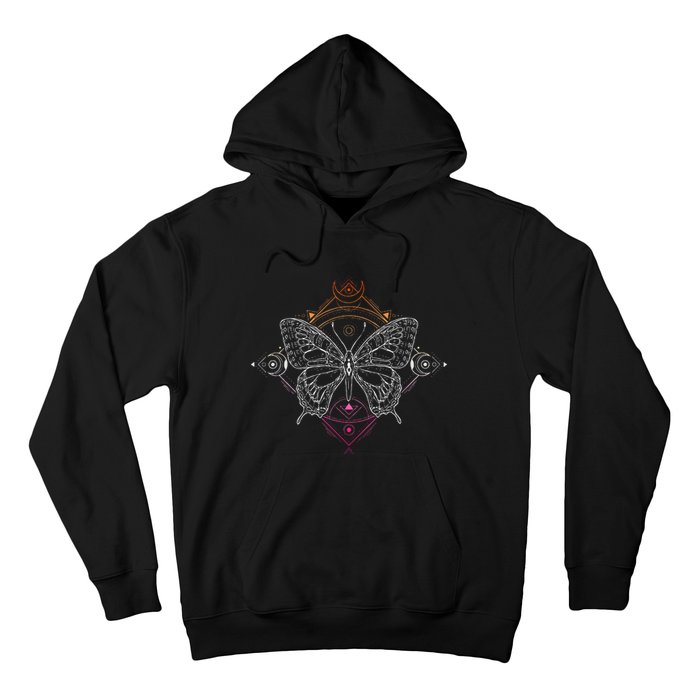 Lesbian Pride Flag Colors Occult Butterfly Hoodie