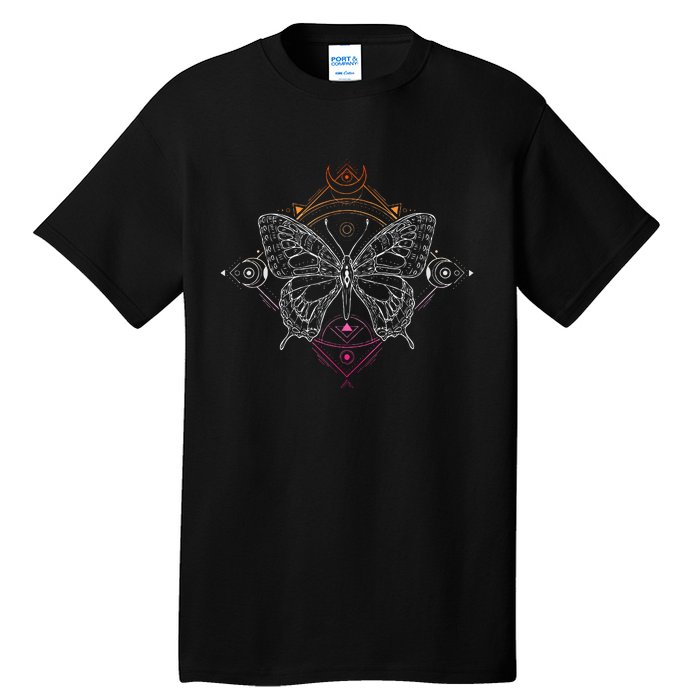 Lesbian Pride Flag Colors Occult Butterfly Tall T-Shirt