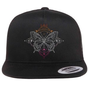 Lesbian Pride Flag Colors Occult Butterfly Flat Bill Trucker Hat