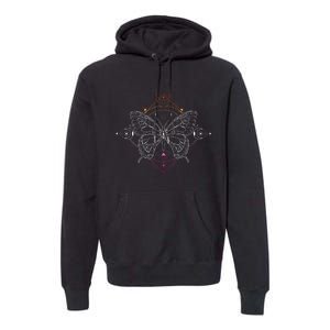 Lesbian Pride Flag Colors Occult Butterfly Premium Hoodie