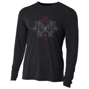 Lesbian Pride Flag Colors Occult Butterfly Cooling Performance Long Sleeve Crew