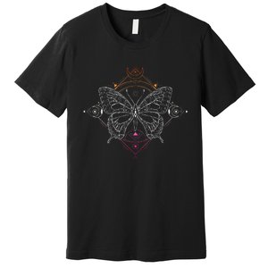 Lesbian Pride Flag Colors Occult Butterfly Premium T-Shirt