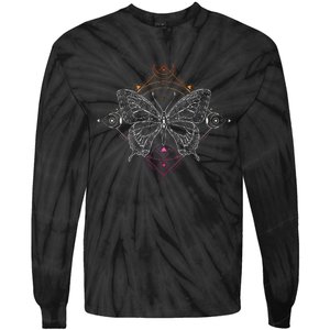 Lesbian Pride Flag Colors Occult Butterfly Tie-Dye Long Sleeve Shirt