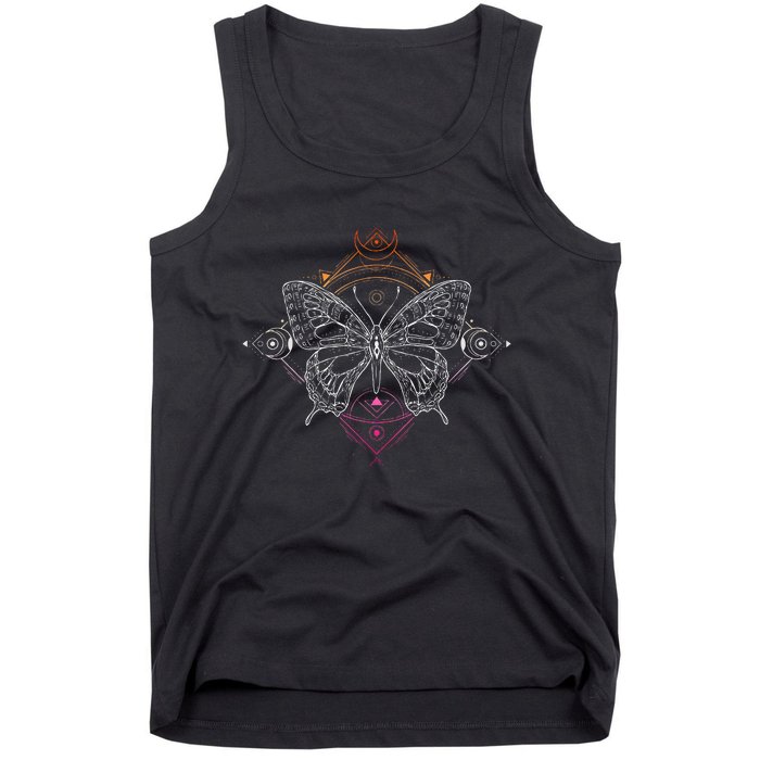 Lesbian Pride Flag Colors Occult Butterfly Tank Top