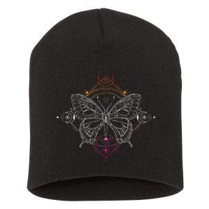 Lesbian Pride Flag Colors Occult Butterfly Short Acrylic Beanie