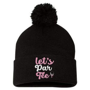 LetS Par Funny Golf Pun Golfing Quote Party Golf Ball Pom Pom 12in Knit Beanie