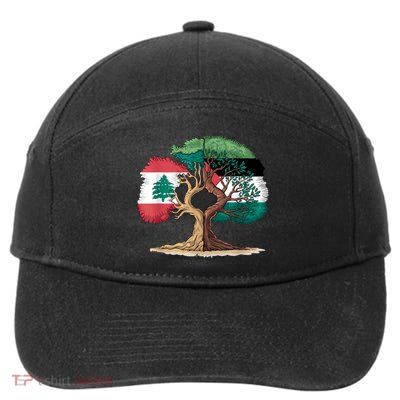 Lebanon Palestine Flag Lebanese Palestinian United 7-Panel Snapback Hat