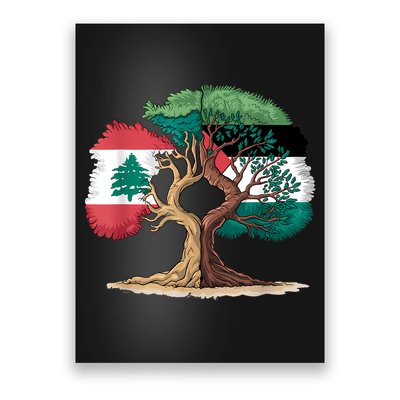 Lebanon Palestine Flag Lebanese Palestinian United Poster