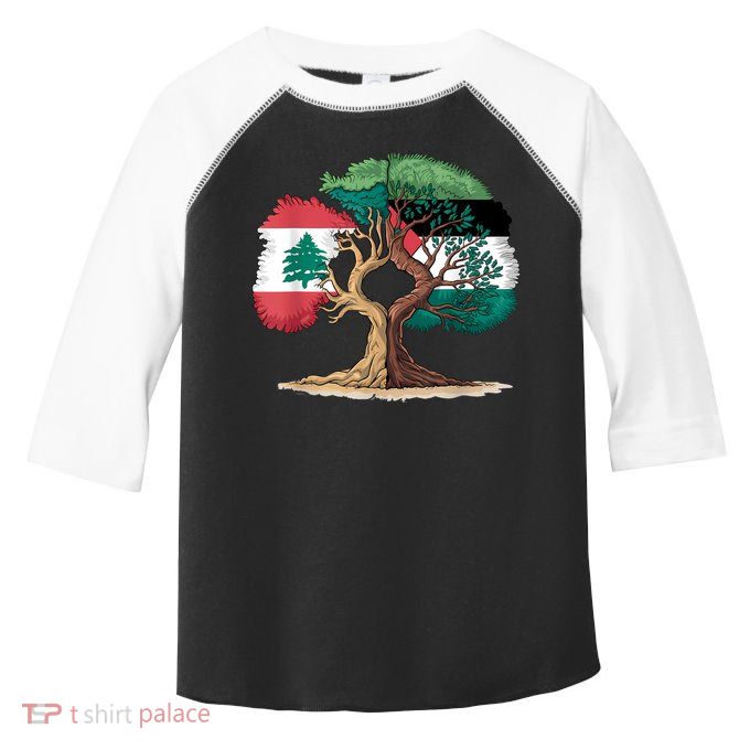 Lebanon Palestine Flag Lebanese Palestinian United Toddler Fine Jersey T-Shirt