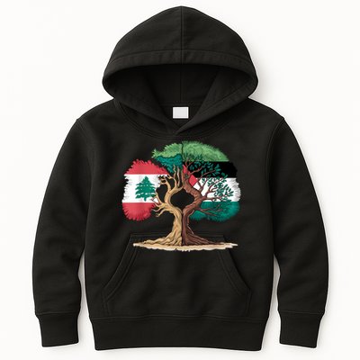 Lebanon Palestine Flag Lebanese Palestinian United Kids Hoodie