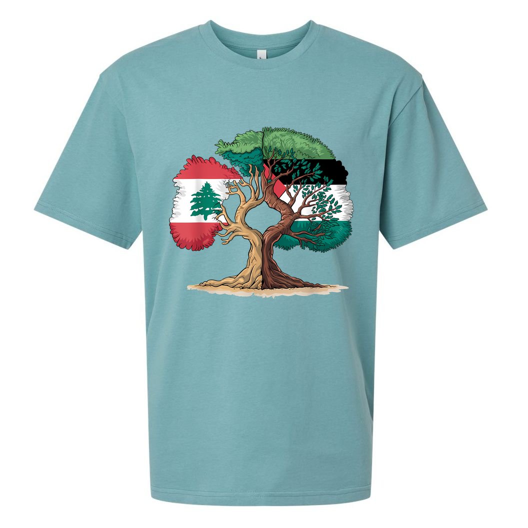 Lebanon Palestine Flag Lebanese Palestinian United Sueded Cloud Jersey T-Shirt