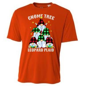 Leopard Plaid Gnome Christmas Tree Cooling Performance Crew T-Shirt