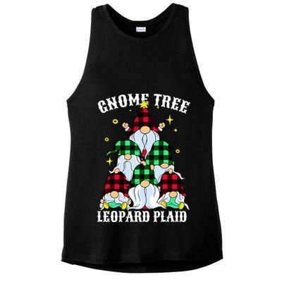Leopard Plaid Gnome Christmas Tree Ladies PosiCharge Tri-Blend Wicking Tank