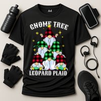 Leopard Plaid Gnome Christmas Tree Cooling Performance Crew T-Shirt