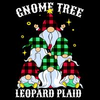 Leopard Plaid Gnome Christmas Tree Cooling Performance Crew T-Shirt