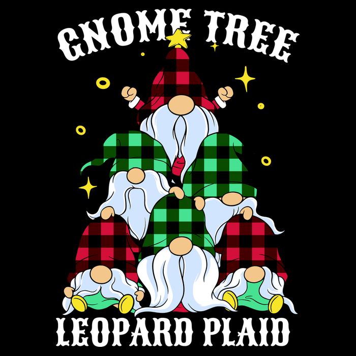 Leopard Plaid Gnome Christmas Tree Cooling Performance Crew T-Shirt