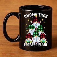 Leopard Plaid Gnome Christmas Tree 11oz C Handle Ceramic Mug