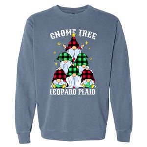 Leopard Plaid Gnome Christmas Tree Garment-Dyed Sweatshirt