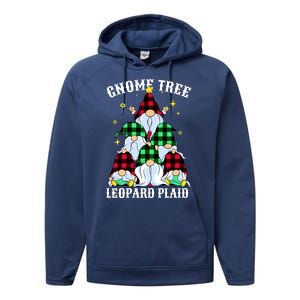 Leopard Plaid Gnome Christmas Tree Performance Fleece Hoodie