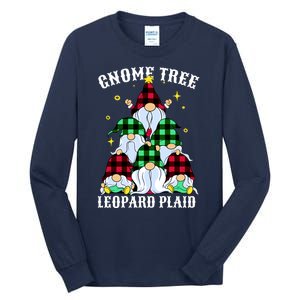 Leopard Plaid Gnome Christmas Tree Tall Long Sleeve T-Shirt