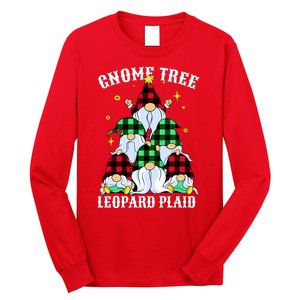 Leopard Plaid Gnome Christmas Tree Long Sleeve Shirt