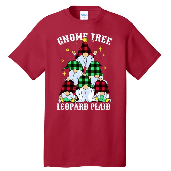 Leopard Plaid Gnome Christmas Tree Tall T-Shirt