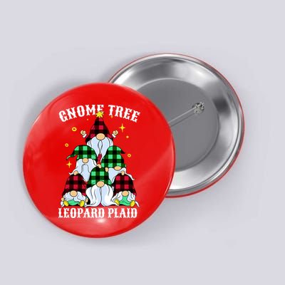 Leopard Plaid Gnome Christmas Tree Button