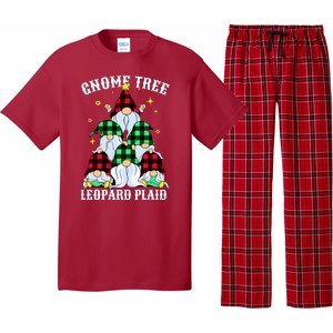 Leopard Plaid Gnome Christmas Tree Pajama Set