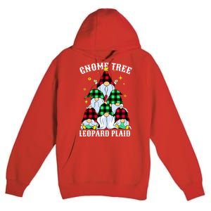 Leopard Plaid Gnome Christmas Tree Premium Pullover Hoodie