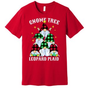 Leopard Plaid Gnome Christmas Tree Premium T-Shirt