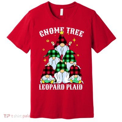 Leopard Plaid Gnome Christmas Tree Premium T-Shirt