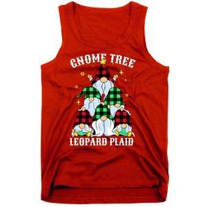 Leopard Plaid Gnome Christmas Tree Tank Top