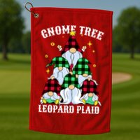 Leopard Plaid Gnome Christmas Tree Golf Towel