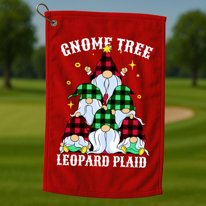 Leopard Plaid Gnome Christmas Tree Golf Towel