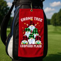 Leopard Plaid Gnome Christmas Tree Golf Towel