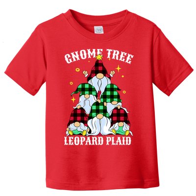 Leopard Plaid Gnome Christmas Tree Toddler T-Shirt