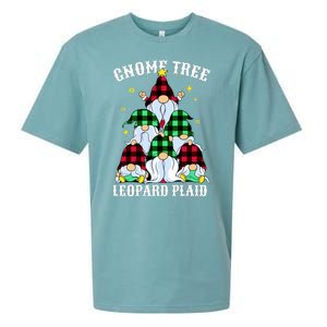 Leopard Plaid Gnome Christmas Tree Sueded Cloud Jersey T-Shirt